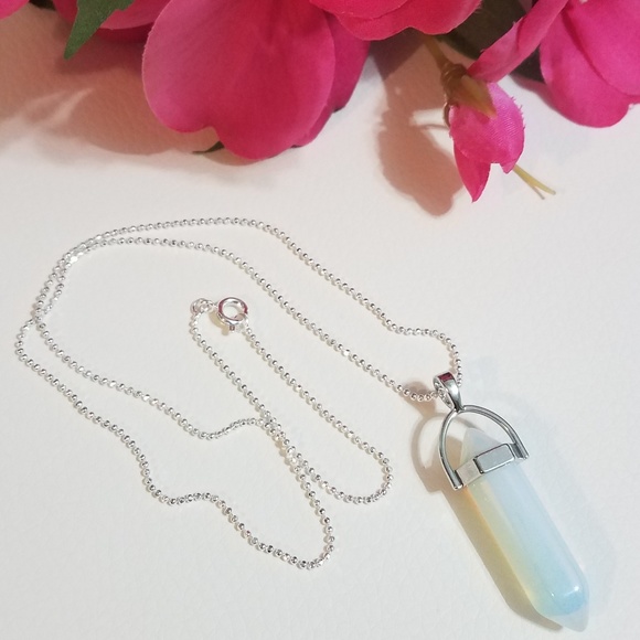 Opal Crystal Point Necklace - Picture 2 of 4